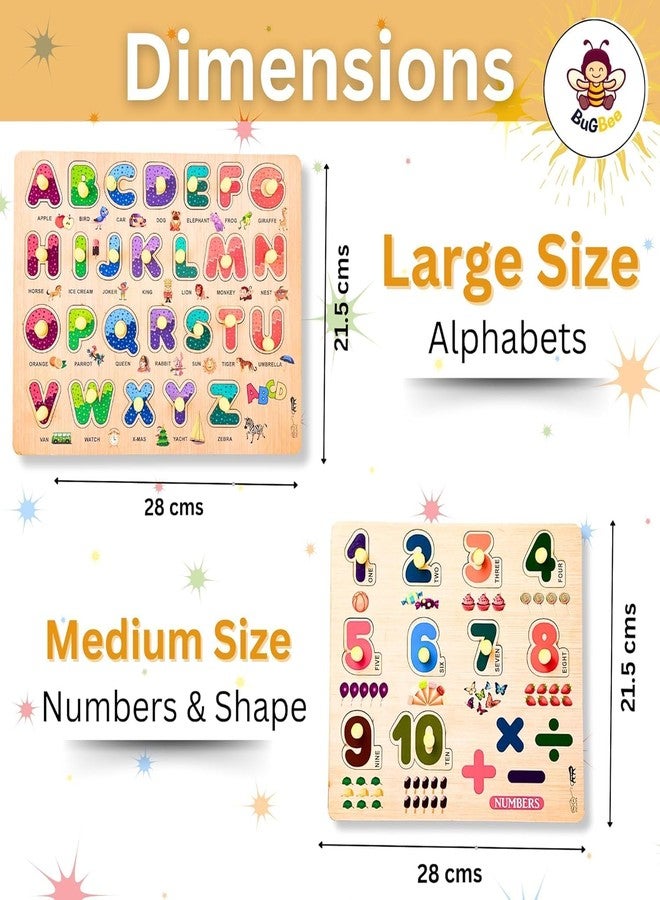 Bugbee Wooden Educational Toys for 2+ Year Old Boys & Girls | Montessori Learning Peg Board for Kids | Alphabet, Number & Shape Puzzle for Toddlers | Early Learning Toys for 2-5 Year Old - Image 2